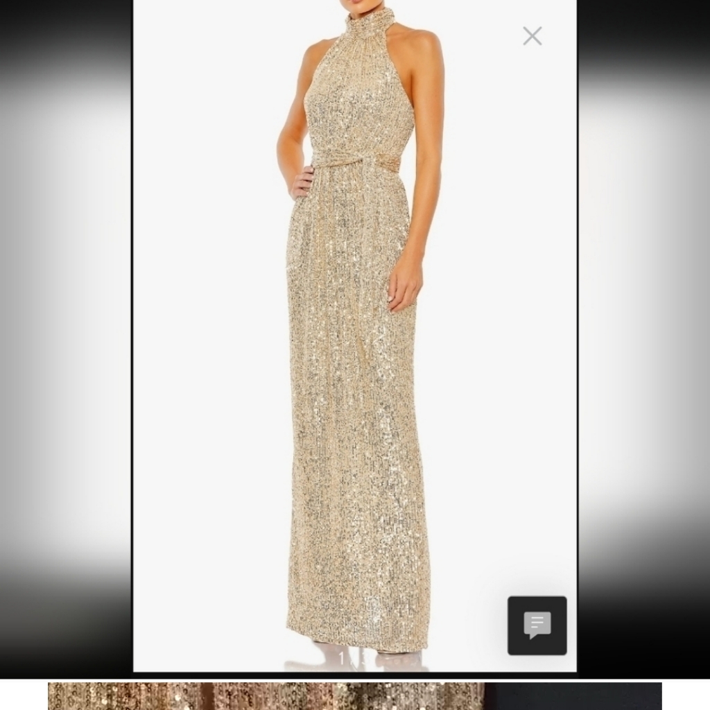 Mac Duggal Gold Sequin Halter Gown 11281 Size 2